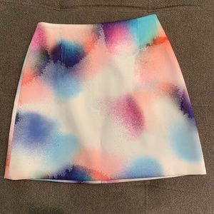 New French Connection watercolor print mini skirt, xs 0
